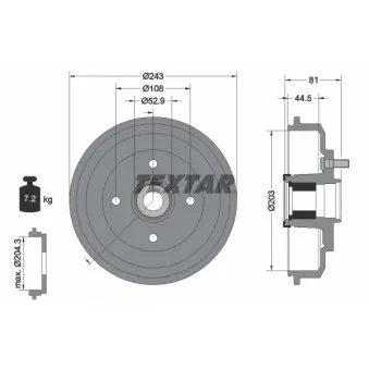 Tambour de frein TEXTAR 94041300