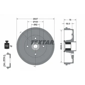 Tambour de frein TEXTAR 94041400