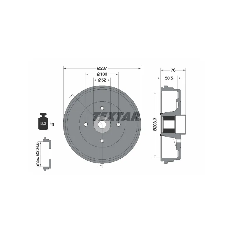 Tambour de frein TEXTAR 94041400