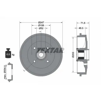 Tambour de frein TEXTAR 94041500