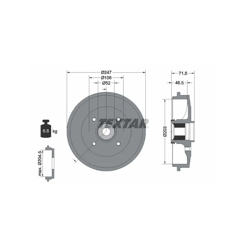 Tambour de frein TEXTAR 94041500