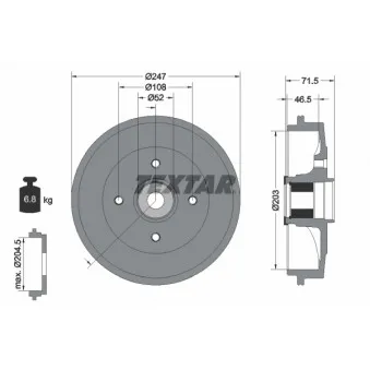 Tambour de frein TEXTAR 94041600
