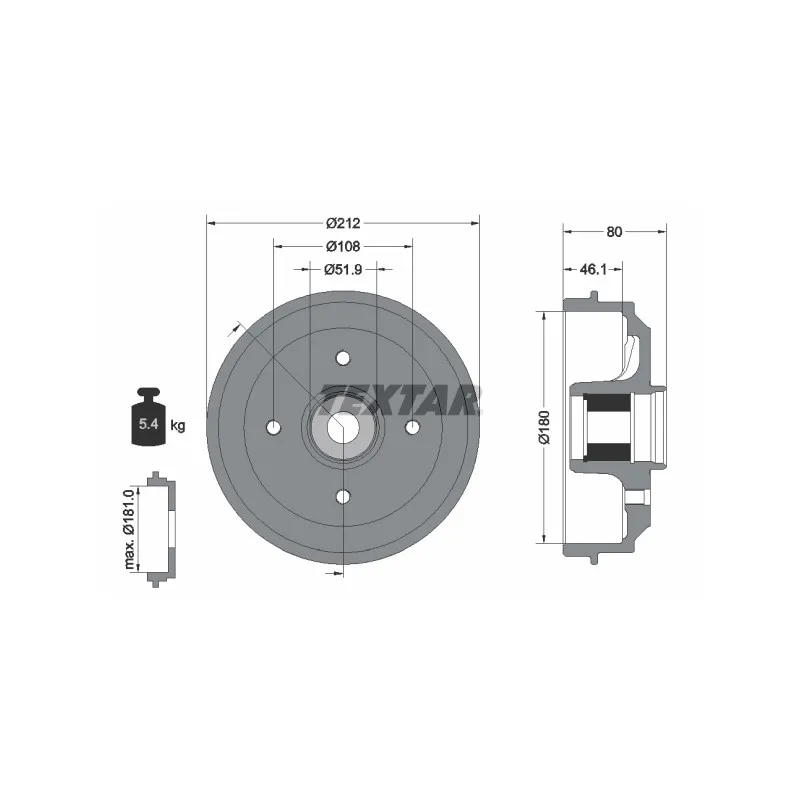 Tambour de frein TEXTAR 94041800