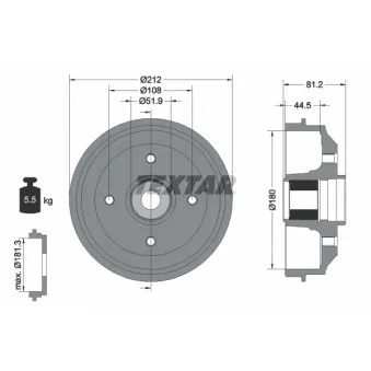 Tambour de frein TEXTAR 94041900