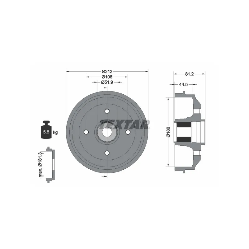 Tambour de frein TEXTAR 94041900