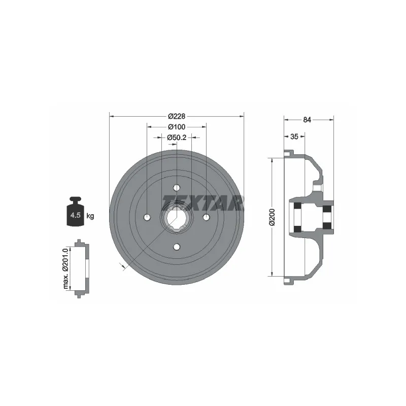 Tambour de frein TEXTAR 94042300