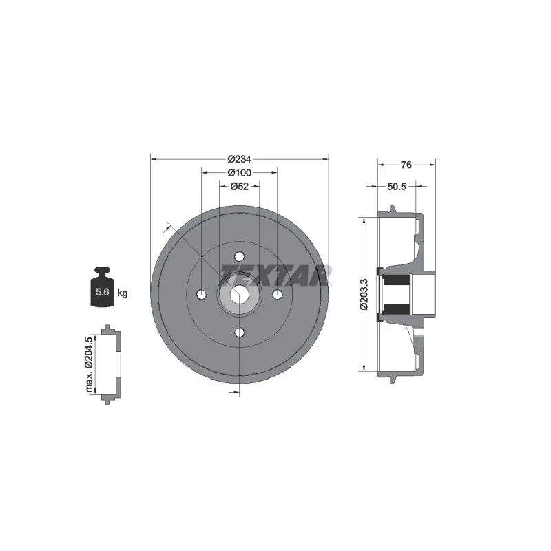Tambour de frein TEXTAR 94042400
