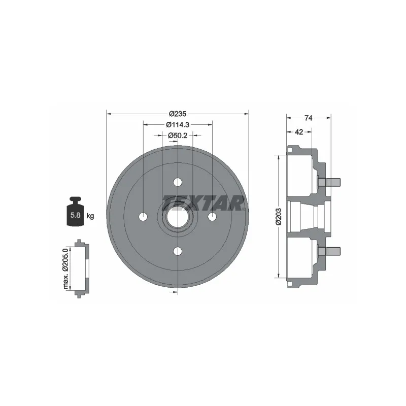 Tambour de frein TEXTAR 94042800