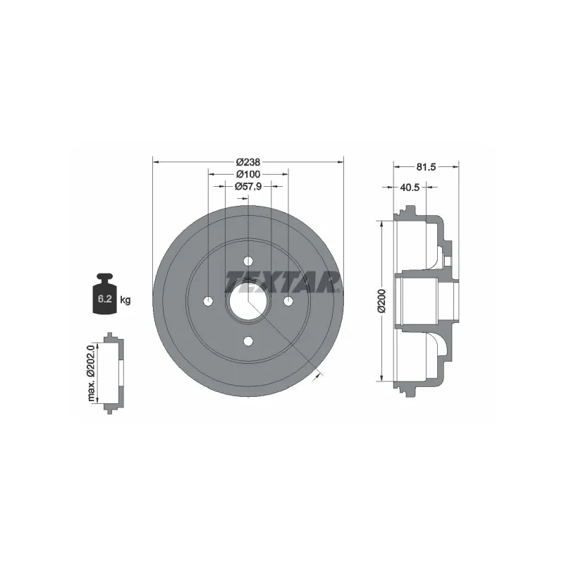 Tambour de frein TEXTAR 94043100