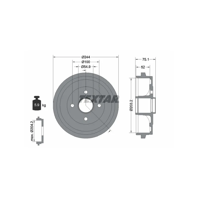 Tambour de frein TEXTAR 94043200