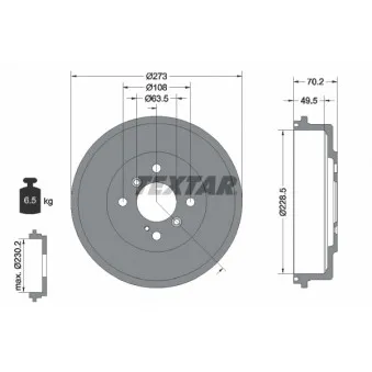 Tambour de frein TEXTAR 94043700