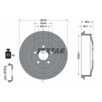 Tambour de frein TEXTAR 94044800
