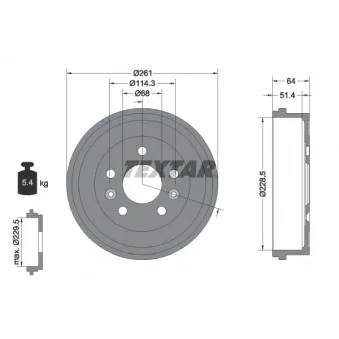 Tambour de frein TEXTAR 94045500