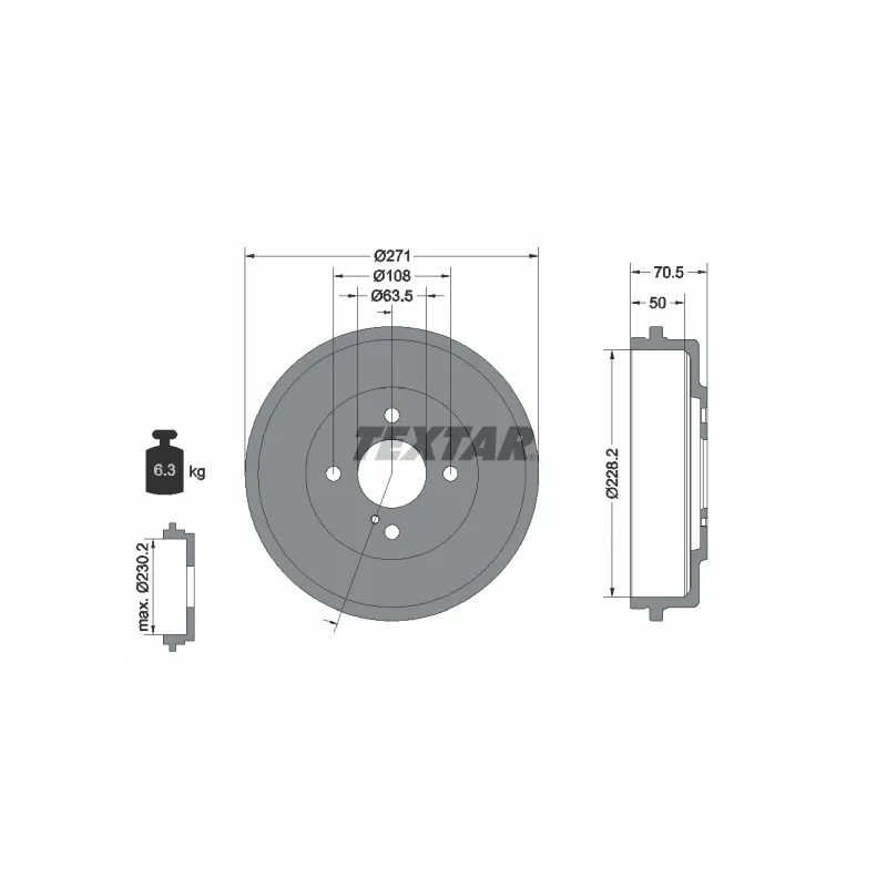 Tambour de frein TEXTAR 94045600