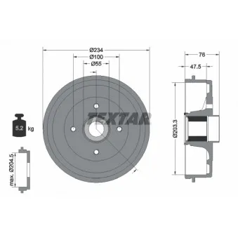 Tambour de frein TEXTAR 94045800