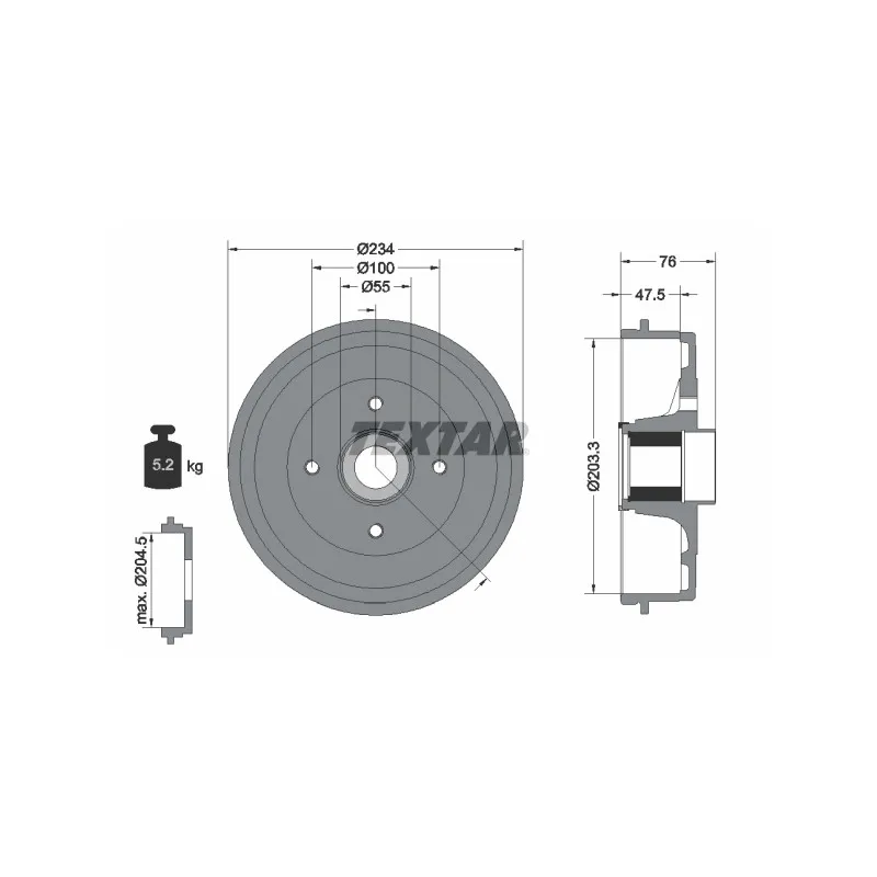 Tambour de frein TEXTAR 94045800