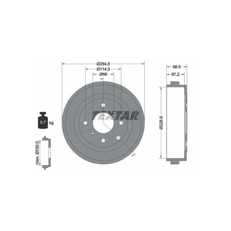 Tambour de frein TEXTAR 94046400