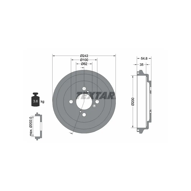 Tambour de frein TEXTAR 94046900
