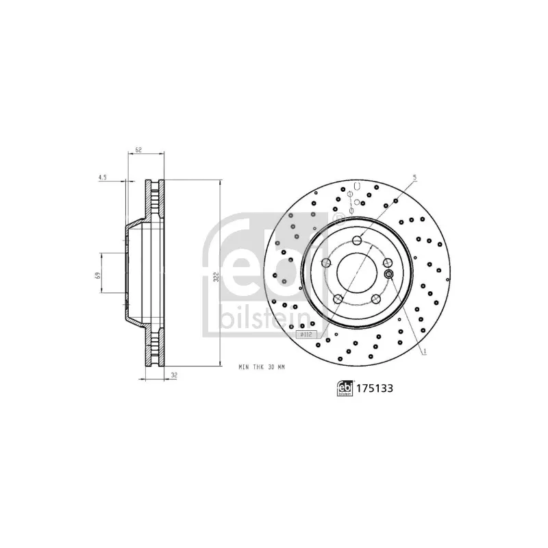 Jeu de 2 disques de frein avant FEBI BILSTEIN 175133