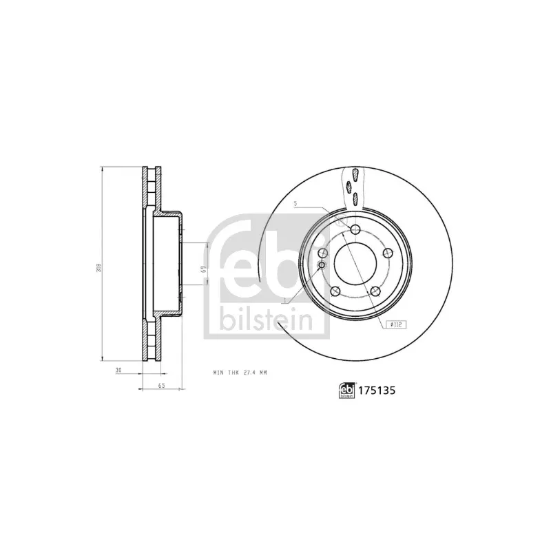 Jeu de 2 disques de frein avant FEBI BILSTEIN 175135