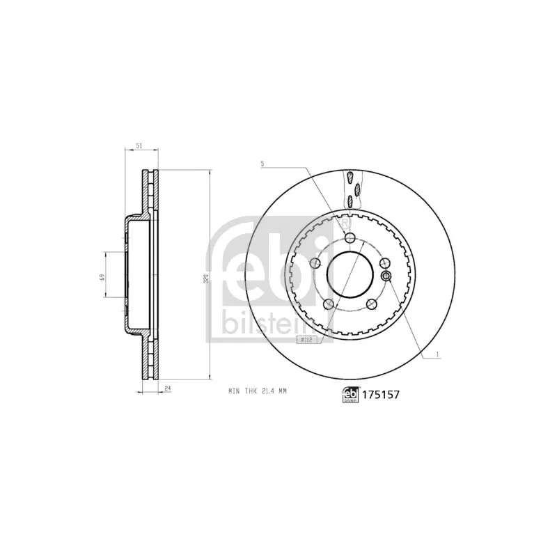 Jeu de 2 disques de frein arrière FEBI BILSTEIN 175157