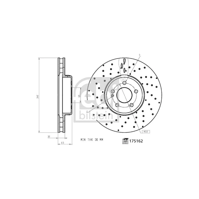 Jeu de 2 disques de frein avant FEBI BILSTEIN 175162