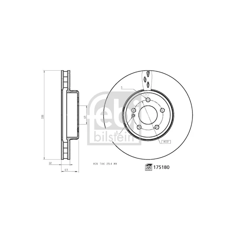 Jeu de 2 disques de frein avant FEBI BILSTEIN 175180