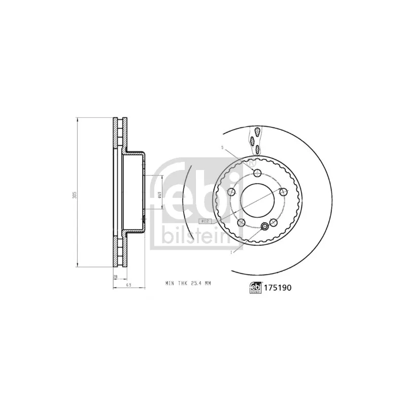 Jeu de 2 disques de frein avant FEBI BILSTEIN 175190