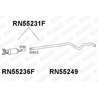 Filtre à particules / à suie, échappement VENEPORTE RN55231F