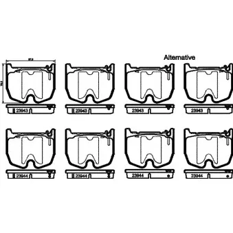 Jeu de 4 plaquettes de frein avant HELLA 8DB 355 010-381