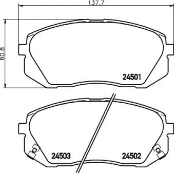 Jeu de 4 plaquettes de frein avant HELLA 8DB 355 012-961