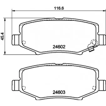 Jeu de 4 plaquettes de frein arrière HELLA 8DB 355 014-381