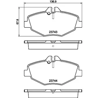 Jeu de 4 plaquettes de frein avant HELLA 8DB 355 018-731