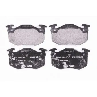 Jeu de 4 plaquettes de frein arrière HELLA 8DB 355 018-951