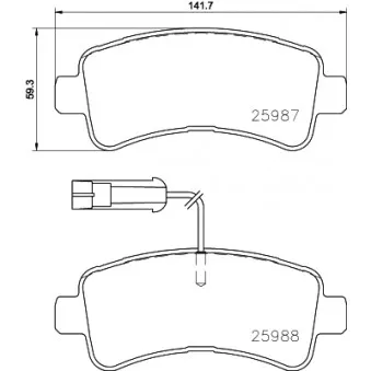Jeu de 4 plaquettes de frein arrière HELLA 8DB 355 024-871