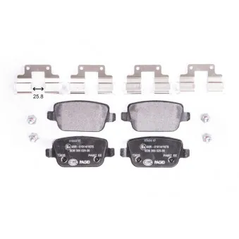 Jeu de 4 plaquettes de frein arrière HELLA 8DB 355 025-351