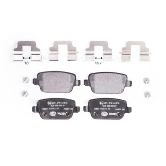 Jeu de 4 plaquettes de frein arrière HELLA 8DB 355 025-371