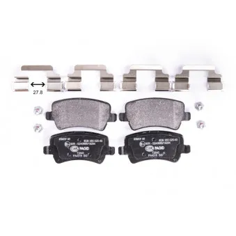 Jeu de 4 plaquettes de frein arrière HELLA 8DB 355 025-401