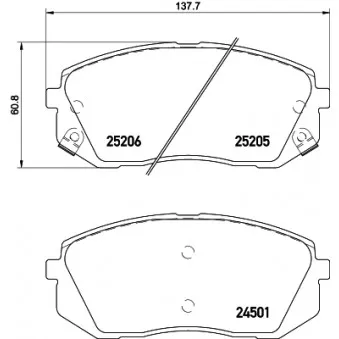 Jeu de 4 plaquettes de frein avant HELLA 8DB 355 025-981