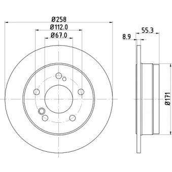 Jeu de 2 disques de frein arrière HELLA 8DD 355 100-961