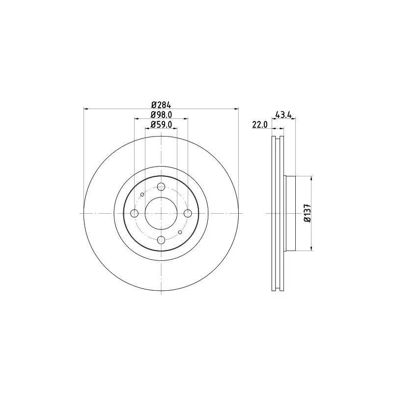 Jeu de 2 disques de frein avant HELLA 8DD 355 102-391