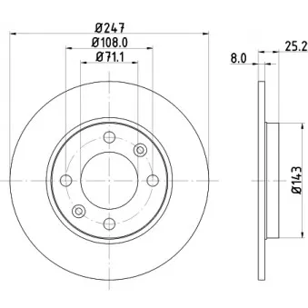 Jeu de 2 disques de frein arrière HELLA 8DD 355 102-511