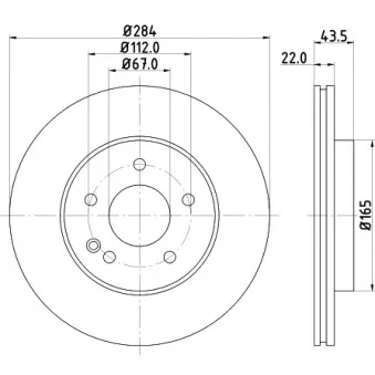 Jeu de 2 disques de frein avant HELLA 8DD 355 102-971