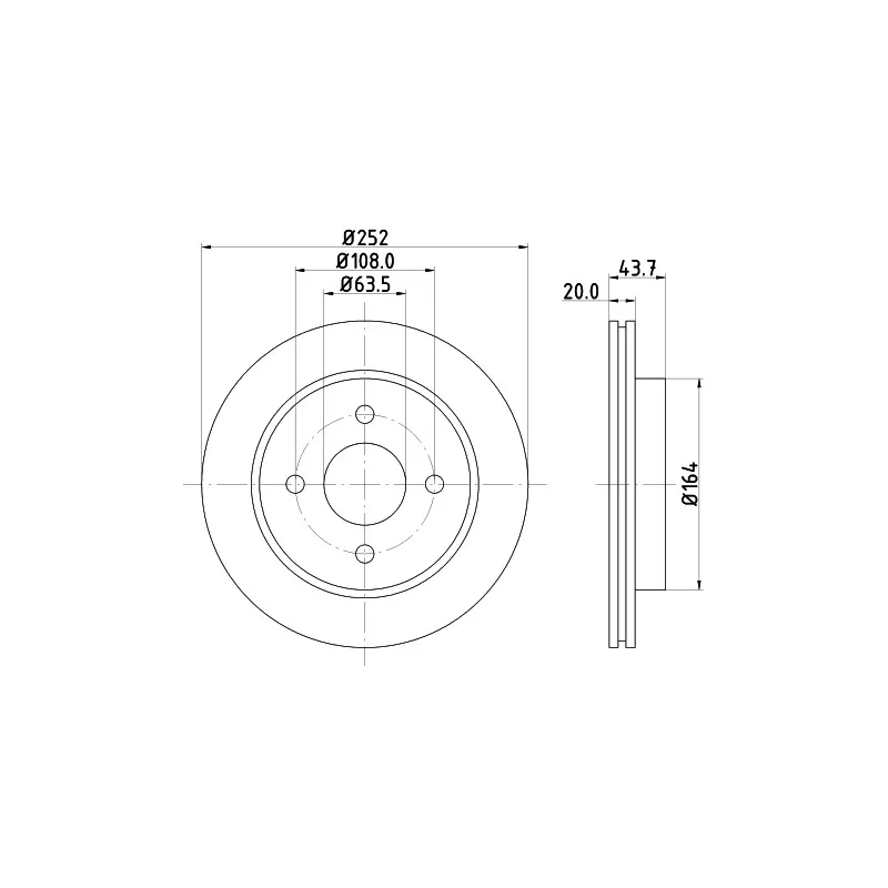 Jeu de 2 disques de frein arrière HELLA 8DD 355 103-391