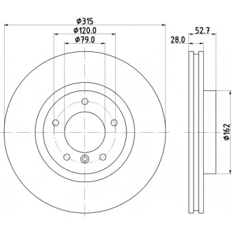 Disque de frein avant gauche HELLA 8DD 355 104-091