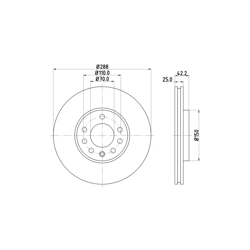 Jeu de 2 disques de frein avant HELLA 8DD 355 104-681