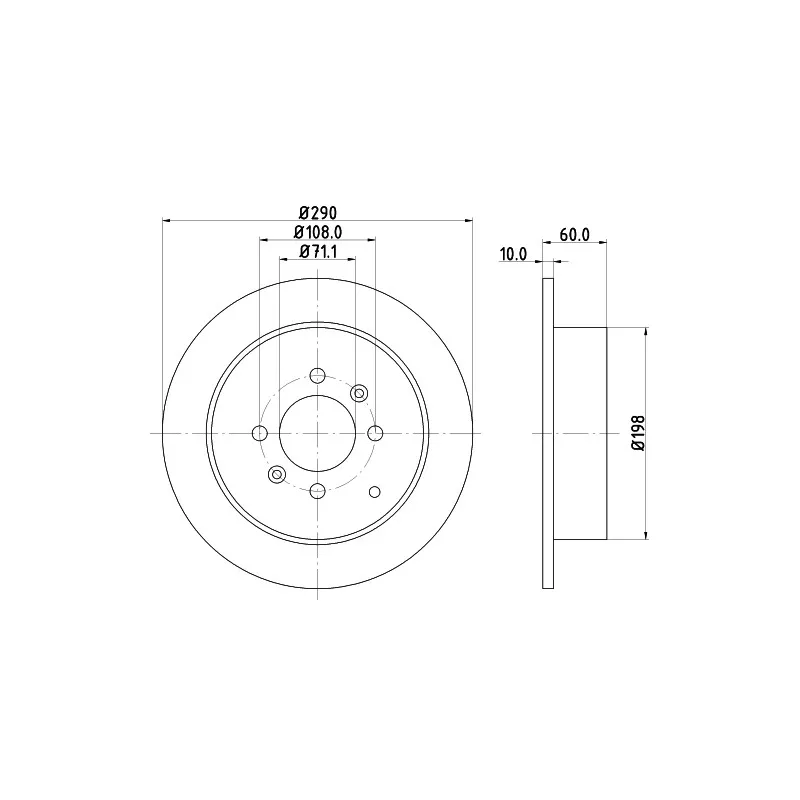 Jeu de 2 disques de frein arrière HELLA 8DD 355 105-231