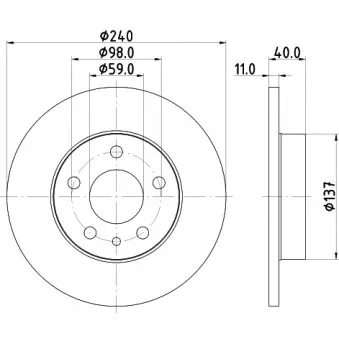 Jeu de 2 disques de frein arrière HELLA 8DD 355 105-511