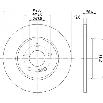 Jeu de 2 disques de frein arrière HELLA 8DD 355 105-951