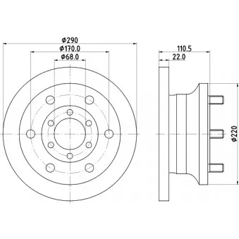 Jeu de 2 disques de frein avant HELLA 8DD 355 106-361
